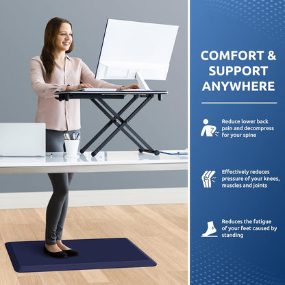 KitchenClouds Kitchen Mat Cushioned Anti Fatigue Rug 17.3"x28" Water Resistant, Non Slip, Standing and Comfort Desk/Floor Mats for House Sink Office (Black)