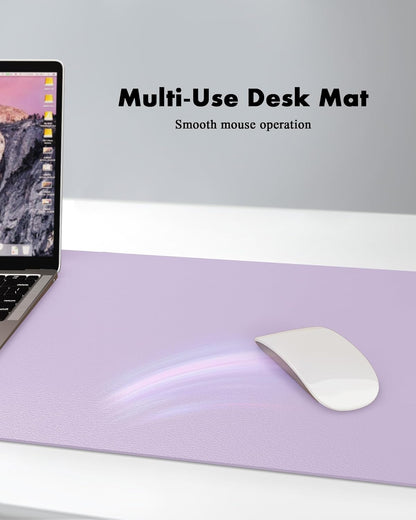 Double-Sided Desk Pad, 31.5"x15.7"Leather Desk Mat, Eco Cork Desk Pad Protector,Large Mouse Pad,Waterproof Desk Blotter for Office/Home(Coffee)