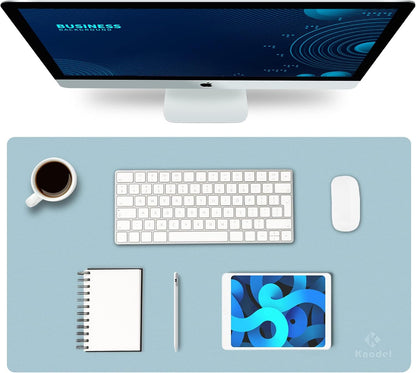 K KNODEL Large Office Leather Desk Mat, Mouse and Keyboard Pad, Computer and Laptop Mat, Desktop Protector and Cover, Writing Pad and Blotter (31.5"x15.7", Black)