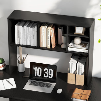 Desktop Bookshelf, Countertop Storage Hutch with 5 Shelves for Computer Desk, Desk 3-Tier Display Rack, Multipurpose Wood Desktop Hutch Storage Organizer for Dorm Office Home