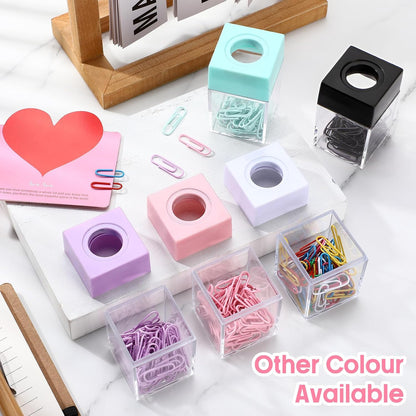 Outus 4 Pieces Magnetic Paper Clip Dispenser Holder Paperclip Dispenser for Desk, School, Office(Black)