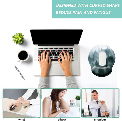 Mouse Pad with Wrist Support, Ergonomic Mouse Pad with Memory Foam Wrist Rest Cushion, Non-Slip Rubber Base Gaming Mice Pad for Home Office Computer Laptop, Flower Black