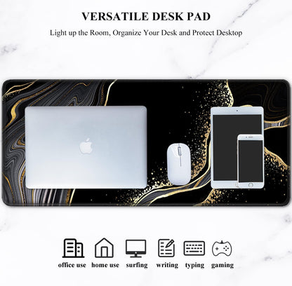 Auhoahsil Desk Mat, Ultra Large Mouse Pad, XXL Gaming Mousepad, Green Tropical Leaves Deskpad, Big Extended Full Size Mouse Pad, Desktop Desk Matt for Keyboard, Laptop & Computer, 35.5 x 15.7 in - Colors B
