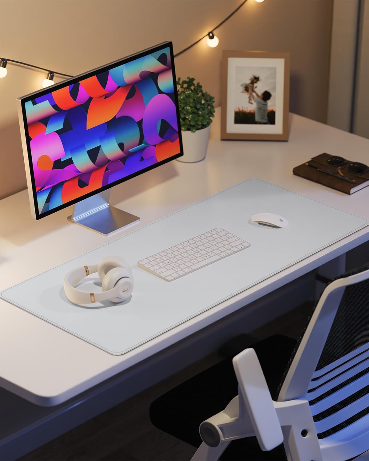 AFIING Large Desk Mat 55" x 24" - PU Leather Desk Pad Protector, Waterproof Non-Slip Extended Mouse Pad for Office Desk, Keyboard, Laptop and Home Workspace (Black)
