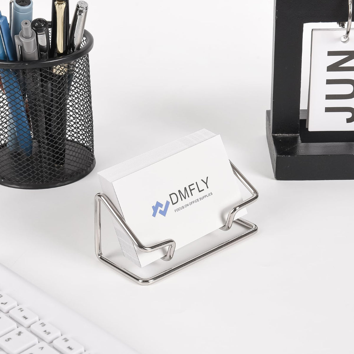 Metal Business Card Holder for Desk, Cute Card Display Stand, Compatible with Various Countertops, Gold