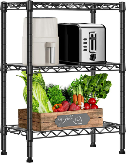 M MZG 450 lbs Steel Storage Shelving 3-Tier Utility Shelving Unit Steel Organizer Wire Rack for Home,Kitchen,Office (11.8" D x 17.7" W x 26.3" H) - Colors B