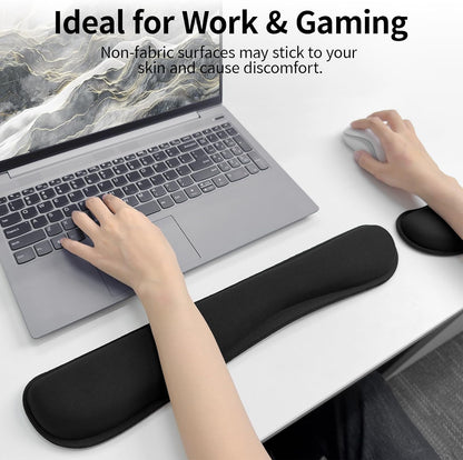 Bloss Leather Desk Pad and Keyboard Wrist Rest, Large Mouse Pad + Keyboard Pad+Mouse Wrist Support, Non-Slip Desk Mat Protector for Office, Home(31.5×15.7 Inches,Beige) - Colors B