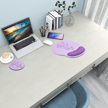 Ergonomic Mouse Pad with Wrist Support Rest,Large Mousepad Gel Wrist Rest, with Coaster Non-Slip & Pain Relief for Computer, Desk, Home&Office-Beach - Colors B