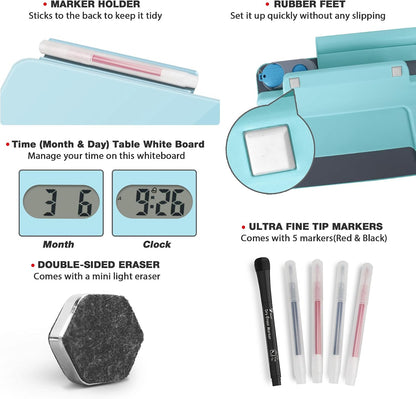 Small Glass Desktop Whiteboard Dry-Erase, Mini Pure Glass Whiteboard Stand