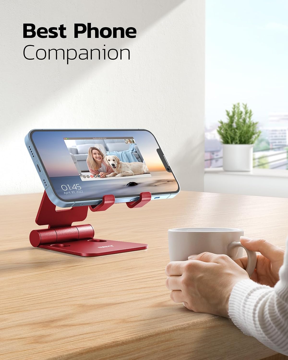 Nulaxy Dual Folding Cell Phone Stand, Fully Adjustable Foldable Desktop Phone Holder Cradle Dock Compatible with iPhone 17 16 15 14 13 12 11 Pro Max Xs Xr X 8, Nintendo Switch, All Phones - Purple