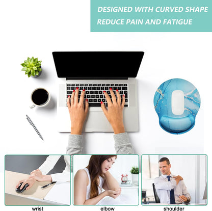 Mouse Pad with Wrist Support, Ergonomic Mouse Pad with Memory Foam Wrist Rest Cushion, Non-Slip Rubber Base Gaming Mice Pad for Home Office Computer Laptop, Flower Black
