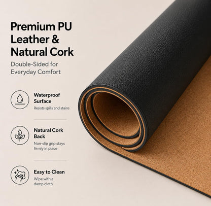 Large Desk Mat, 47" x 17", Black