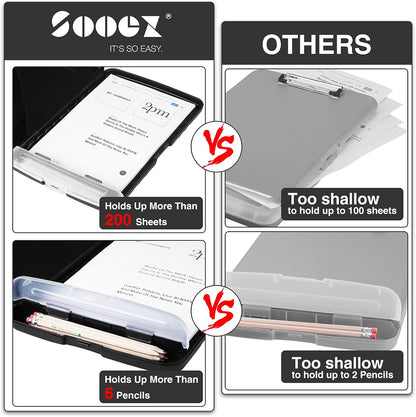 Clipboard with Storage, Clip Board 8.5 x 11 with Pen Holder, High Capacity Plastic Organization Case Box for Letter Legal A4 Size Paper, Nurses Teachers Must Haves, School & Office Supplies