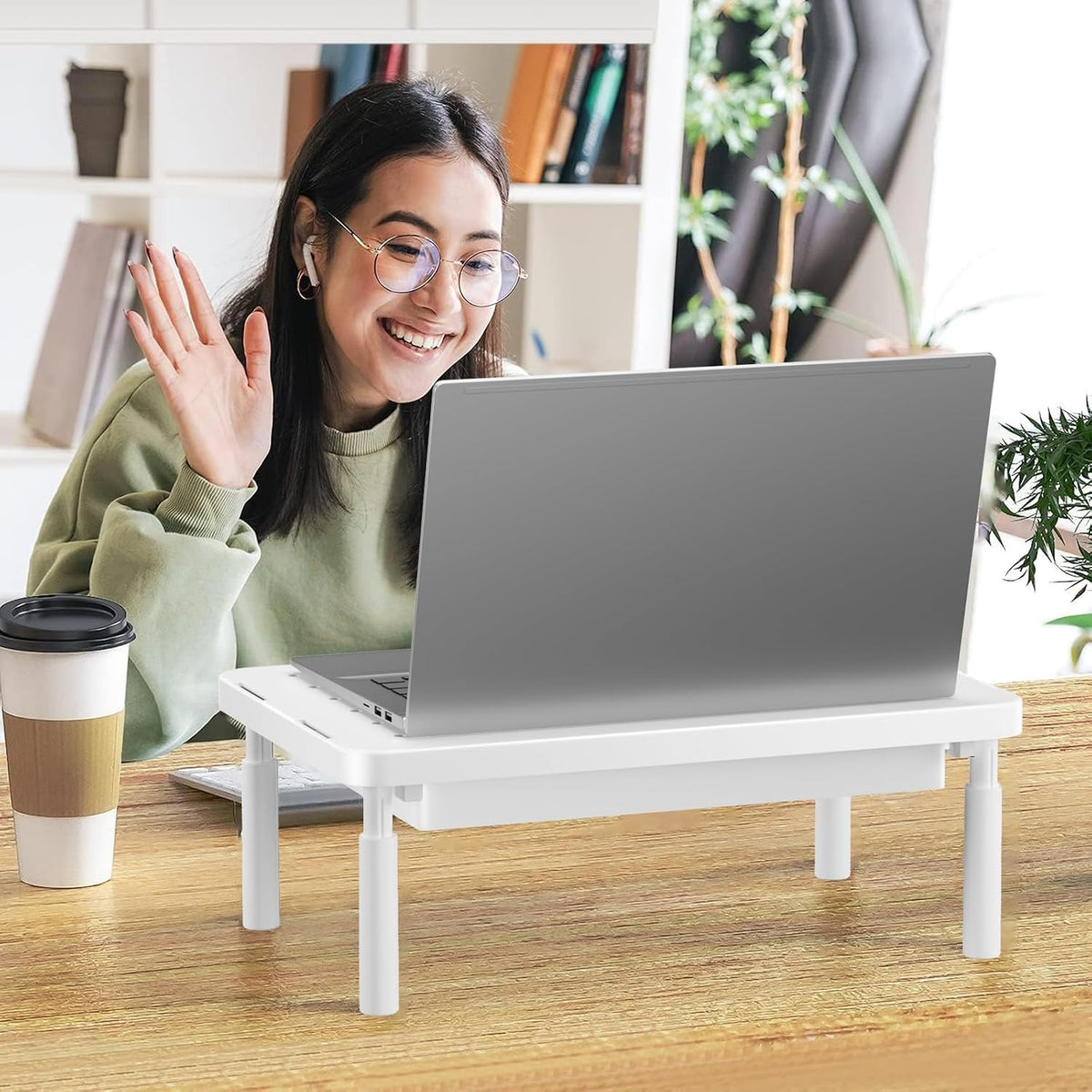 WALI Monitor Stand Riser with Drawer, Desk Organizers and Accessories for Computer, Printer, Laptop Stand for Home Office Supplies, (PTT005-B), 1 Pack, Black