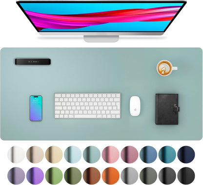 Aothia Leather Office Desk Pad Protector, Non-Slip PU Leather Desk Blotter, Waterproof Laptop Writing Mouse Pad for Office and Home, Black, 31.5" x 15.7" - Colors A