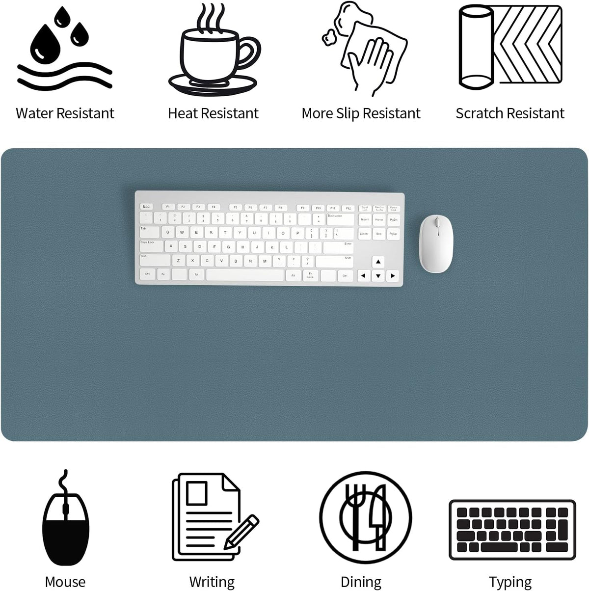 Bloss Leather Desk Pad and Keyboard Wrist Rest, Large Mouse Pad + Keyboard Pad+Mouse Wrist Support, Non-Slip Desk Mat Protector for Office, Home(31.5×15.7 Inches,Beige) - Colors B