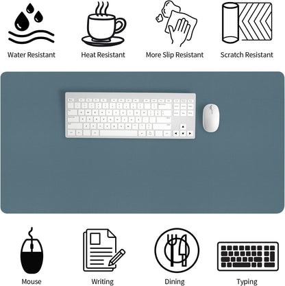 Bloss Leather Desk Pad and Keyboard Wrist Rest, Large Mouse Pad + Keyboard Pad+Mouse Wrist Support, Non-Slip Desk Mat Protector for Office, Home(31.5×15.7 Inches,Beige) - Colors B
