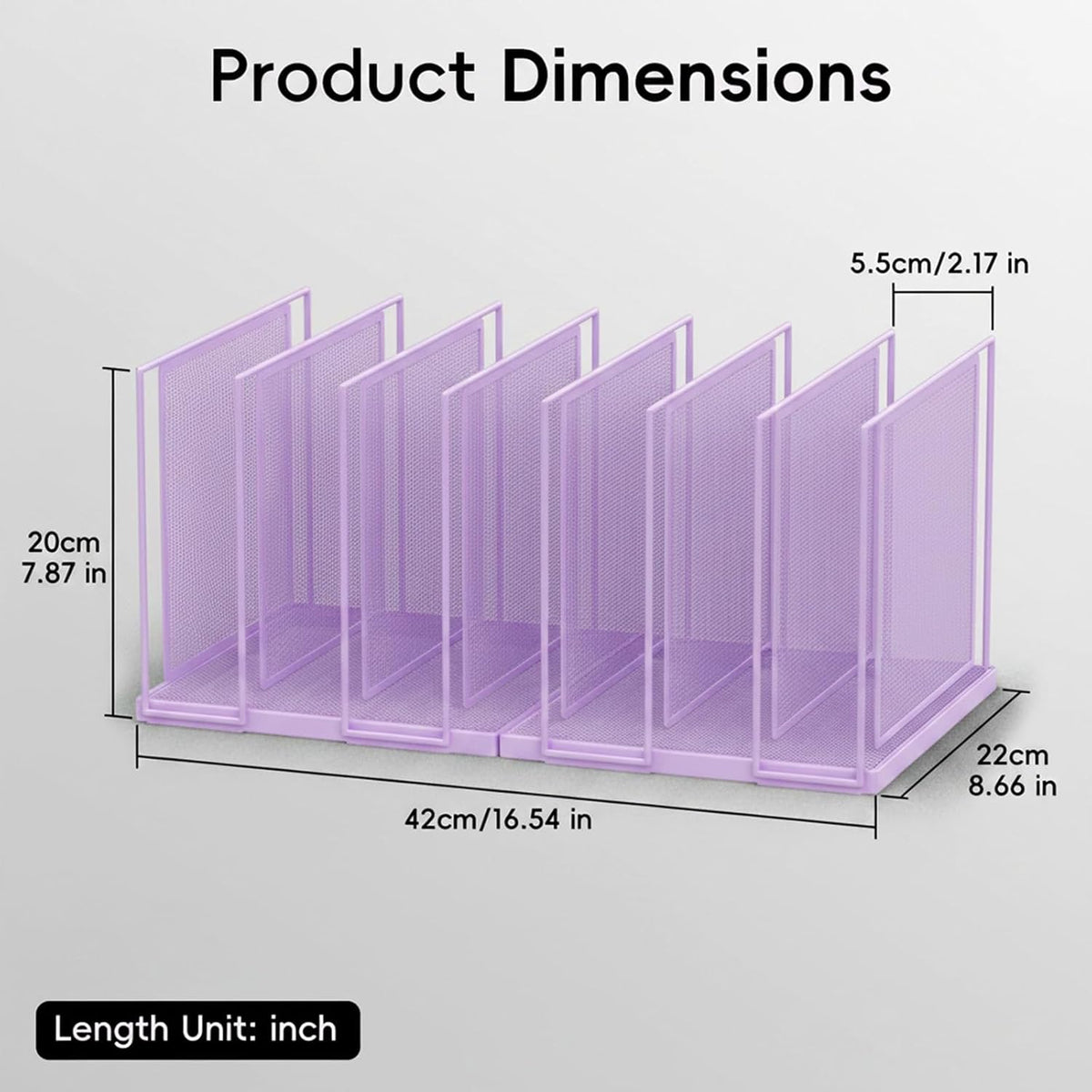File Organizer for Desk, 5-Section Vertical File Sorter, Paper Holder Organizer Standing Metal File Folder for Office Home Classroom, Black