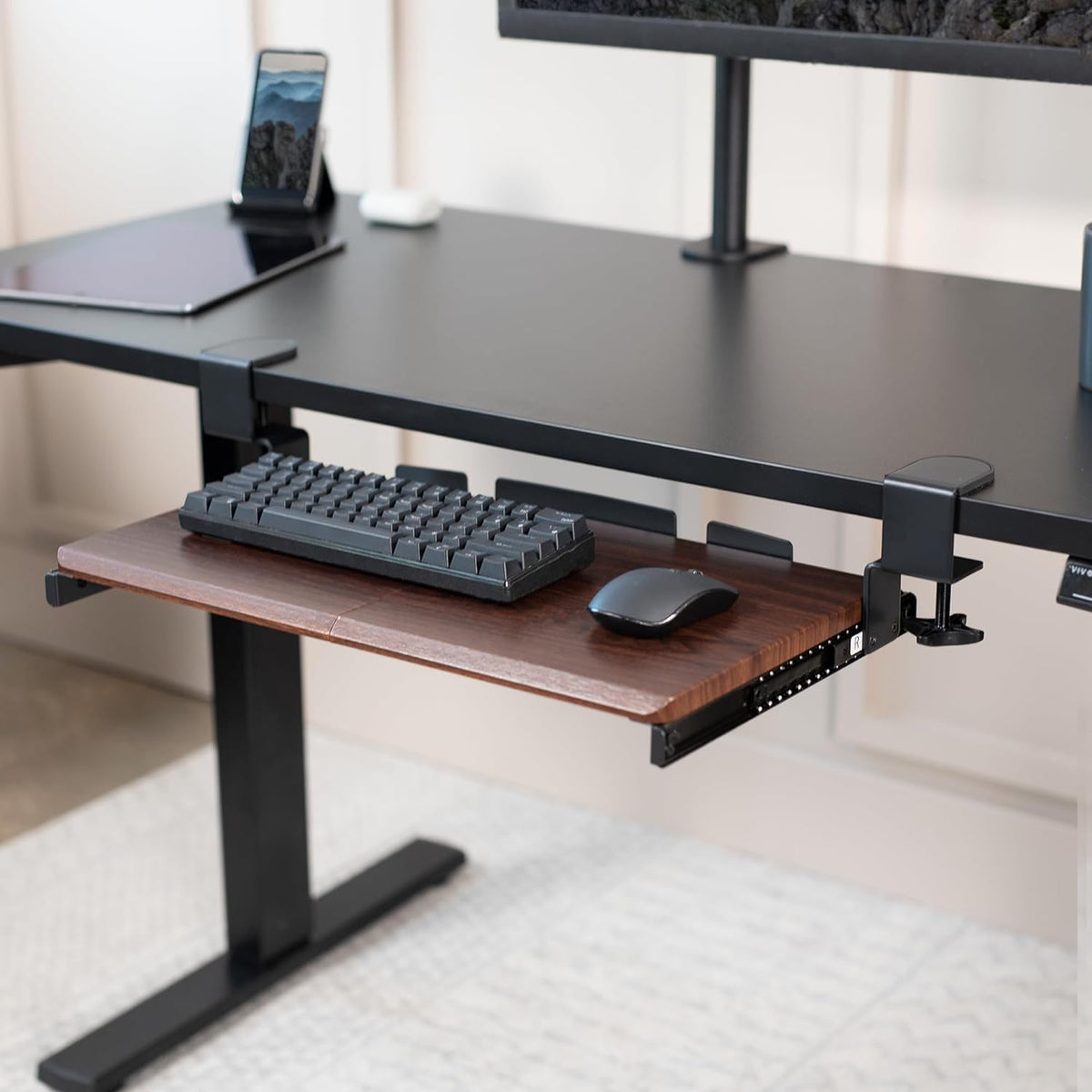 VIVO Extra Long Clamp-on Computer Keyboard and Mouse Under Desk Slider Tray, 34 x 11 inch Pull Out Platform Drawer, Black, MOUNT-KB15EB