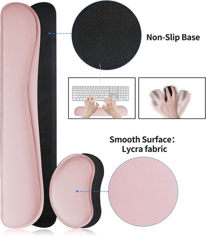 Bloss Leather Desk Pad and Keyboard Wrist Rest, Large Mouse Pad + Keyboard Pad+Mouse Wrist Support, Non-Slip Desk Mat Protector for Office, Home(31.5×15.7 Inches,Beige) - Colors B