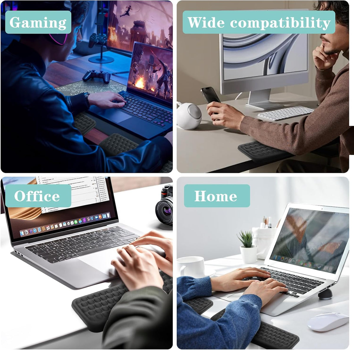 L-Shaped Desk Elbow Pad for Desk, 2-Piece Memory Foam Elbow Pads with Non-Slip, Ergonomic Desk Edge Cushion, Wrist Support Arm Rest for Office and Gaming (11.8 * 3.9 inch)