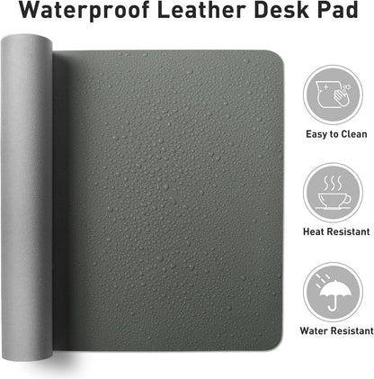 Bloss Leather Desk Pad and Keyboard Wrist Rest, Large Mouse Pad + Keyboard Pad+Mouse Wrist Support, Non-Slip Desk Mat Protector for Office, Home(31.5×15.7 Inches,Beige) - Colors B