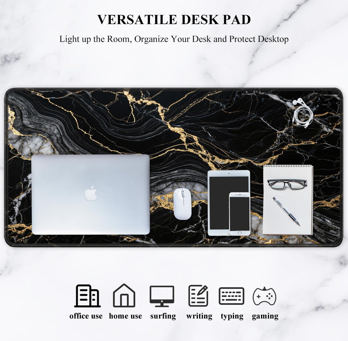 Auhoahsil Desk Mat, Ultra Large Mouse Pad, XXL Gaming Mousepad, Green Tropical Leaves Deskpad, Big Extended Full Size Mouse Pad, Desktop Desk Matt for Keyboard, Laptop & Computer, 35.5 x 15.7 in - Colors A