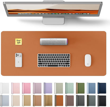 YSAGi Leather Desk Pad Protector, Office Desk Mat, Large Mouse Pad, Non-Slip PU Leather Desk Blotter, Waterproof Laptop Desk Writing Pad for Office and Home (23.6" x 13.8", Eggshell) - Colors A