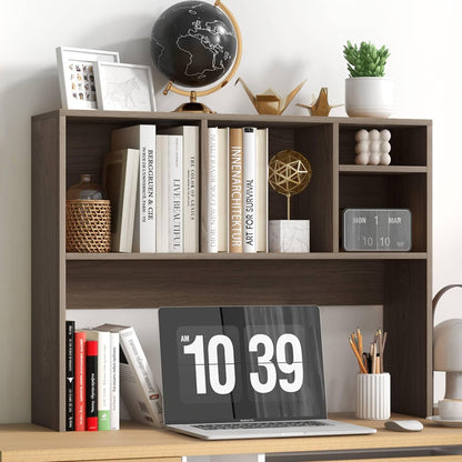 Desktop Bookshelf, Countertop Storage Hutch with 5 Shelves for Computer Desk, Desk 3-Tier Display Rack, Multipurpose Wood Desktop Hutch Storage Organizer for Dorm Office Home