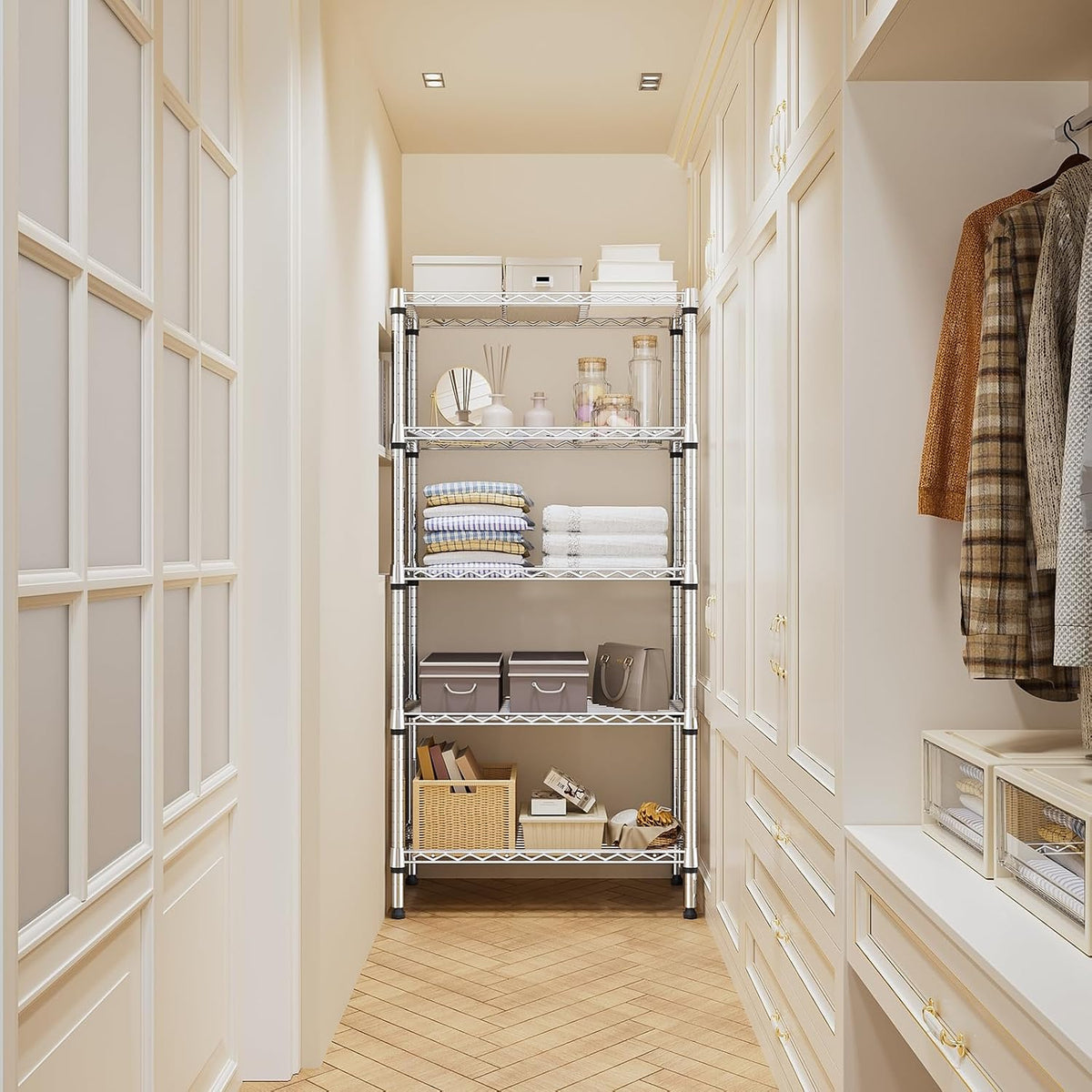 M MZG 450 lbs Steel Storage Shelving 3-Tier Utility Shelving Unit Steel Organizer Wire Rack for Home,Kitchen,Office (11.8" D x 17.7" W x 26.3" H) - Colors B