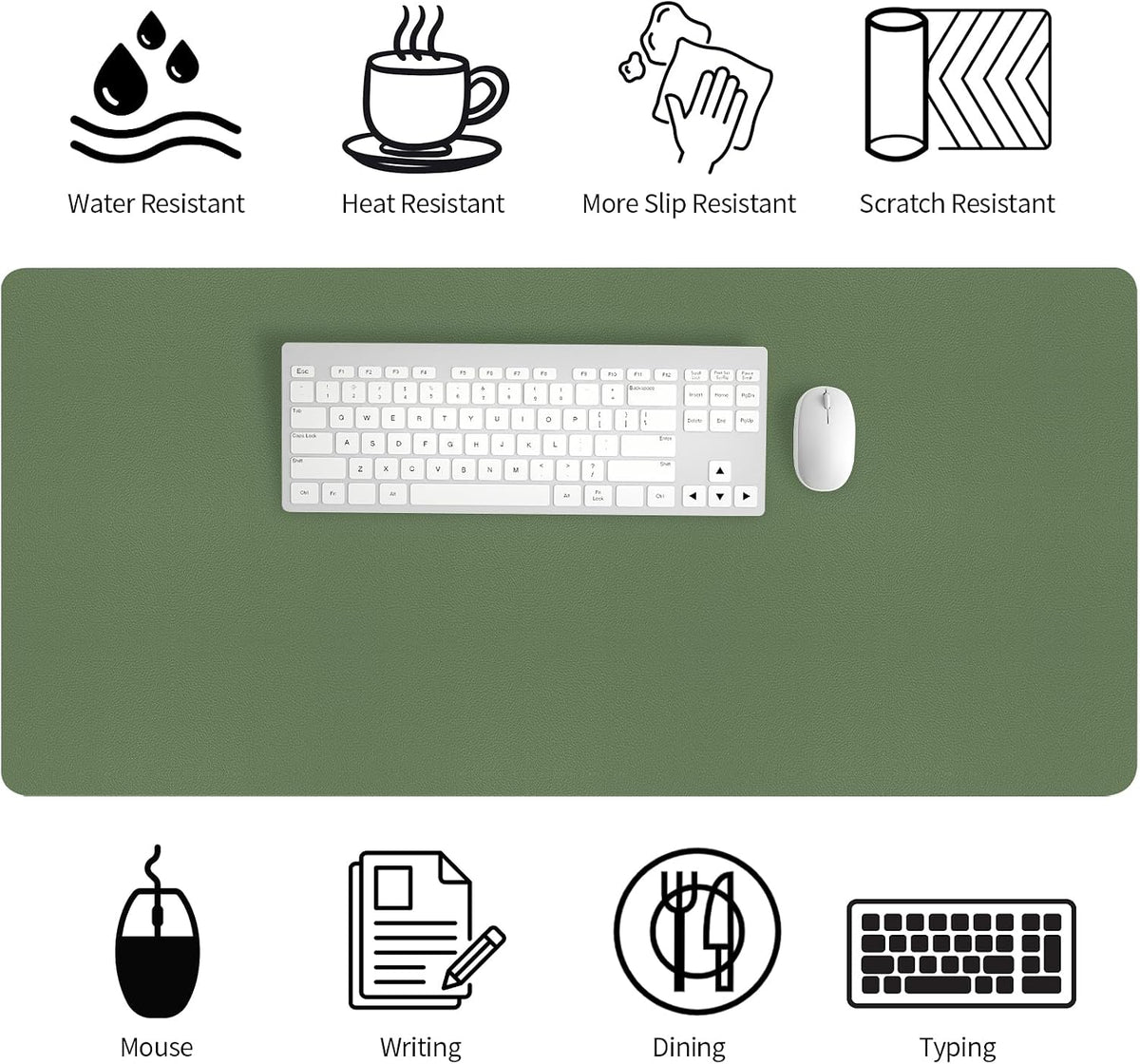 Bloss Leather Desk Pad and Keyboard Wrist Rest, Large Mouse Pad + Keyboard Pad+Mouse Wrist Support, Non-Slip Desk Mat Protector for Office, Home(31.5×15.7 Inches,Beige) - Colors A