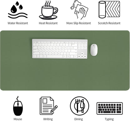 Bloss Leather Desk Pad and Keyboard Wrist Rest, Large Mouse Pad + Keyboard Pad+Mouse Wrist Support, Non-Slip Desk Mat Protector for Office, Home(31.5×15.7 Inches,Beige) - Colors A
