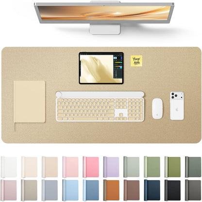 YSAGi Leather Desk Pad Protector, Office Desk Mat, Large Mouse Pad, Non-Slip PU Leather Desk Blotter, Waterproof Laptop Desk Writing Pad for Office and Home (23.6" x 13.8", Eggshell) - Colors A