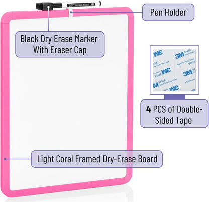 Dry Erase Board, 14” x 11”, White Frame