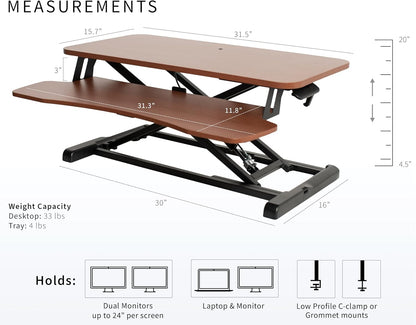Black 32 in Standing Desk Converter, DESK-V000K