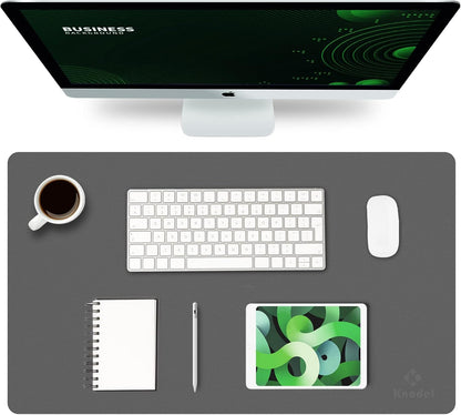 K KNODEL Large Office Leather Desk Mat, Mouse and Keyboard Pad, Computer and Laptop Mat, Desktop Protector and Cover, Writing Pad and Blotter (31.5"x15.7", Black)