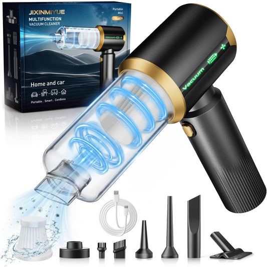 Handheld Car Vacuum Cleaner: Cordless Vacuum with 𝐁𝐫𝐮𝐬𝐡𝐥𝐞𝐬𝐬 𝐌𝐨𝐭𝐨𝐫, 𝟏𝟔𝟎𝟎𝟎𝐏𝐚 Strong Suction & HEPA Filter, Type-C Charging for Home Office Car - Ink Black