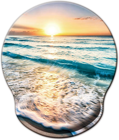 Mouse Pad with Wrist Support, Ergonomic Mouse Pad with Memory Foam Wrist Rest Cushion, Non-Slip Rubber Base Gaming Mice Pad for Home Office Computer Laptop, Flower Black
