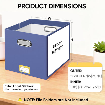 BALEINE File Organizer Box, Cardboard File Folder Organizer with Handle for Letter Size, Portable Collapsible Hanging Filing Box for Home Office Document Storage (2 Pack, Black)