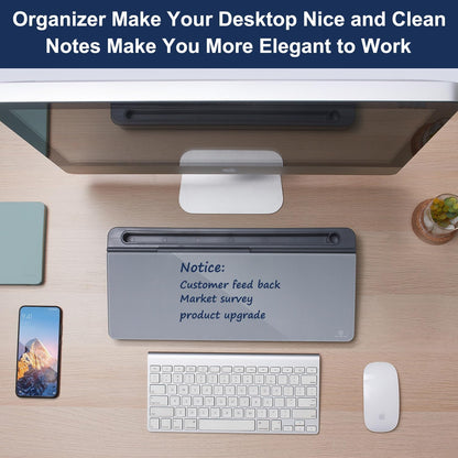 TSJ OFFICE Desktop Whiteboard Dry-Erase-Board - Computer Keyboard Stand White Board Surface Pad with Drawer, Desk Organizers with Accessories for Office, Home, School Supplies - Black