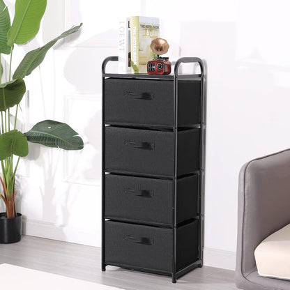 Dresser Storage with 3 Drawers, Fabric Dresser Tower, Vertical Storage Unit for Bedroom, Closet, Office, Black