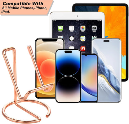 ROPOSY Cell Phone Stand for Desk, Cute Metal Gold Cell Phone Stand Holder Desk Accessories, Compatible with All Mobile Phones, iPhone, iPad