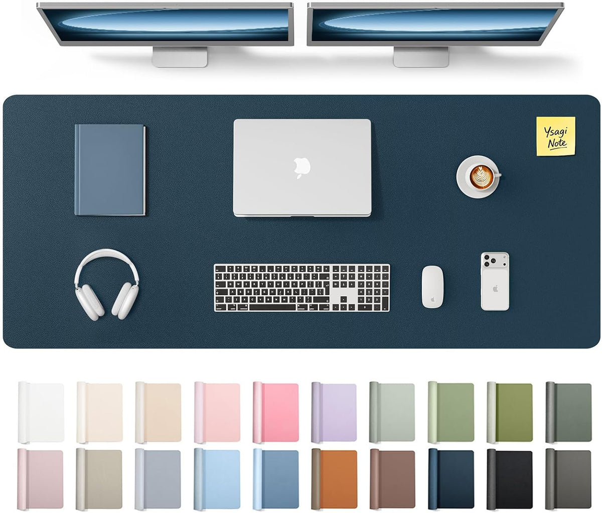 YSAGi Leather Desk Pad Protector, Large Mouse Pad, Non-Slip PU Leather Desk Blotter, Waterproof Writing Pad for Office and Home (31.5" x 15.8", Eggshell) - Colors B
