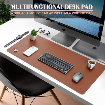 K KNODEL Large Office Leather Desk Mat, Mouse and Keyboard Pad, Computer and Laptop Mat, Desktop Protector and Cover, Writing Pad and Blotter (31.5"x15.7", Black)