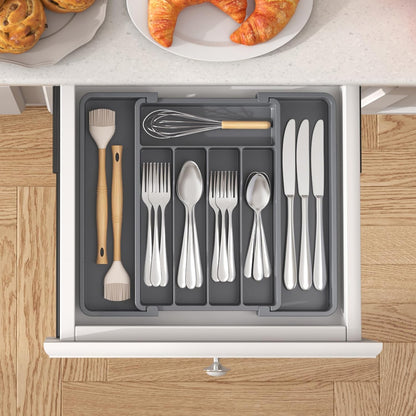 Expandable Silverware Drawer Organizer, Kitchen Utensil Tray