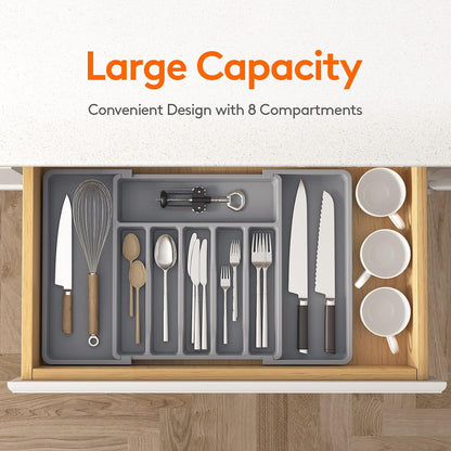 Expandable Silverware Drawer Organizer, Kitchen Utensil Tray