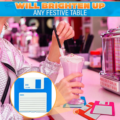 6 Pcs Retro Floppy Coaster for Desk, 3.54"x3.54", Non-Slip Silicone