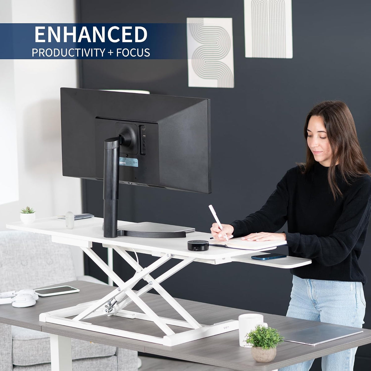 Black 32 in Standing Desk Converter, DESK-V000K