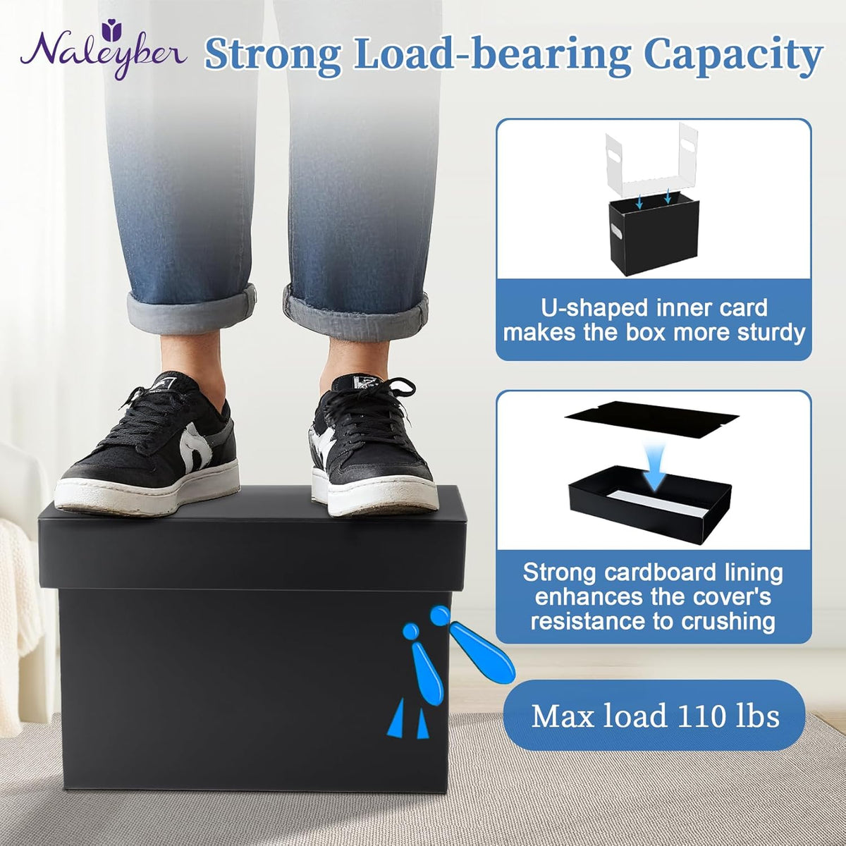 File Organizer Box with Lid & Handle, Thickened Cardboard Hanging File Folder Storage Boxes for Letter Size, Portable Filing Organizer for Office, Home, Classroom, Black