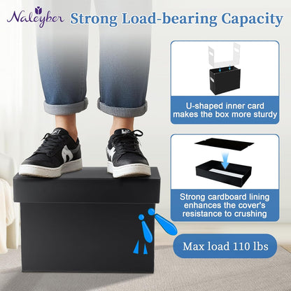 File Organizer Box with Lid & Handle, Thickened Cardboard Hanging File Folder Storage Boxes for Letter Size, Portable Filing Organizer for Office, Home, Classroom, Black